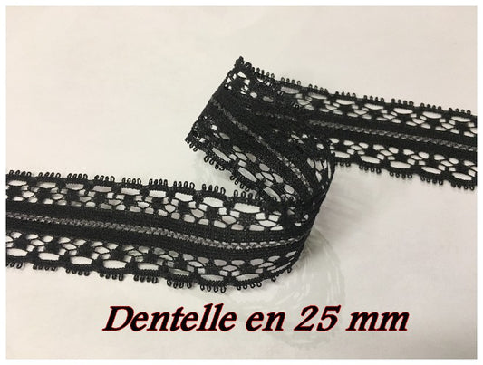 Dentelle Au Mètre Noir En Entre Deux En 2,5 Cm A Coudre.