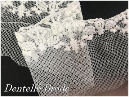 Dentelle Brodée Blanche sur Tulle 8cm au Mètre - Mariage Customisation