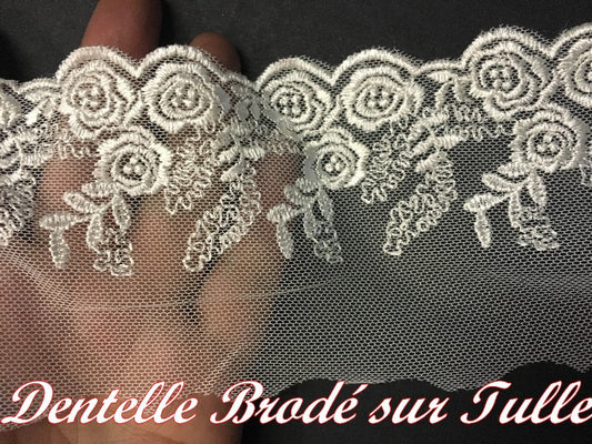 Dentelle Brodé en 8 cm – Fourniture de Qualité, Fabrication Française