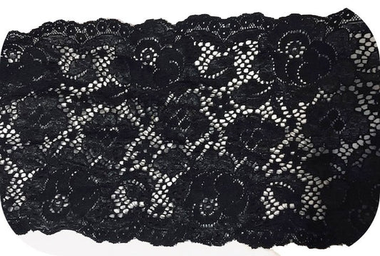 Dentelle brodé lycra en 18 cm Noir Couture pour lingerie