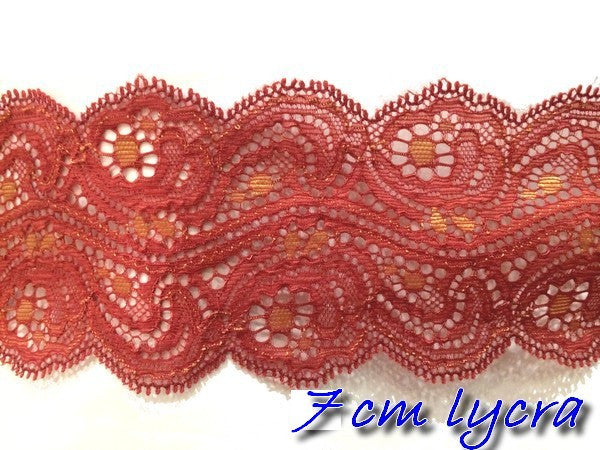 Dentelle Brodé Lycra En 7 Cm Rouille A  Coudre pour Loisirs Créatifs