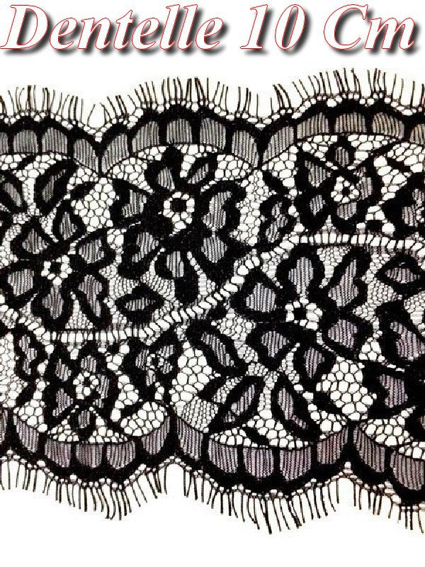 Dentelle Chantilly Fine Pour La Couture En 10 Cm Noir.