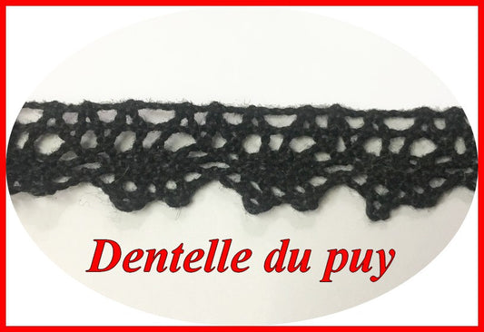 Encaje Puy negro de 12 mm para coser en personalizaciones.