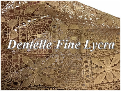 Dentelle Beige Lycra Grande Largeur au Mètre - Lingerie Customisation