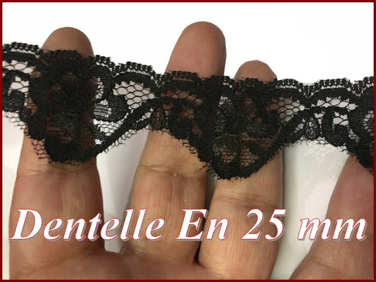 Encaje fijo negro de 2,5 cm para coser para hobbies creativos.