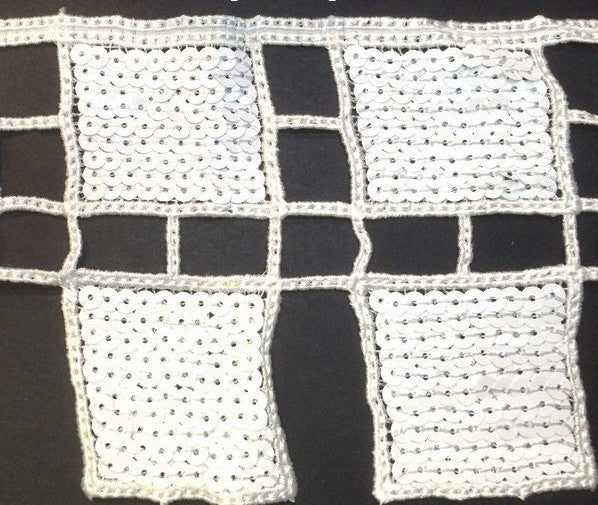 Dentelle Guipure Au Mètre En Sequins Blanc En 13 cm