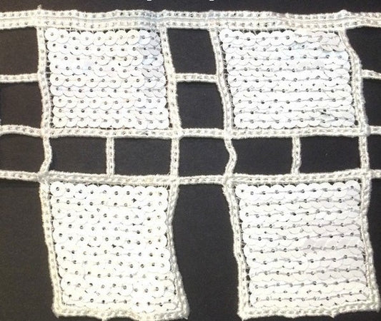 Dentelle Guipure Au Mètre En Sequins Blanc En 13 cm