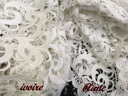 Dentelle Guipure Au Mètre Ivoire En Grande Largeur, Pour Robes De Mariage Et De Cerémonies.