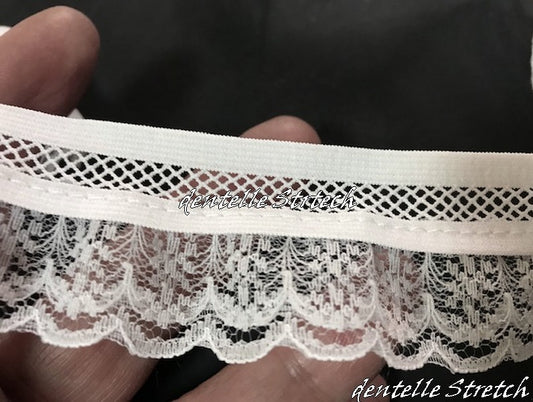 Dentelle Lingerie Lycra En Blanc  En 3.5 Cm A Coudre.
