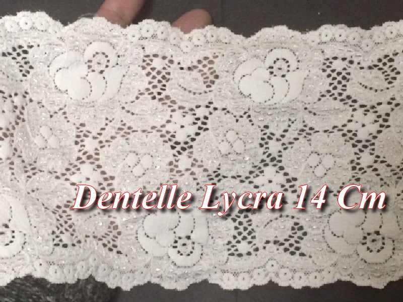 Dentelle Lycra Au Mètre De Calais En 14 Cm Brodé Blanche A Coudre.