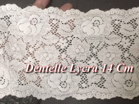 Dentelle Lycra Au Mètre De Calais En 14 Cm Brodé Blanche A Coudre.
