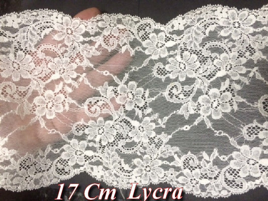 Dentelle Lycra Au Mètre De Calais En 17 Cm Blanche A Coudre.