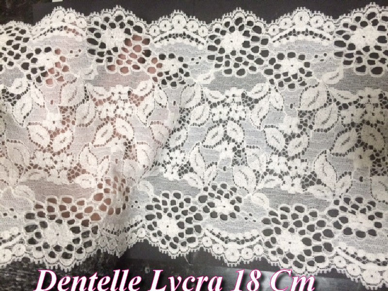 Dentelle Lycra Au Mètre De Calais En 18 Cm Blanche.