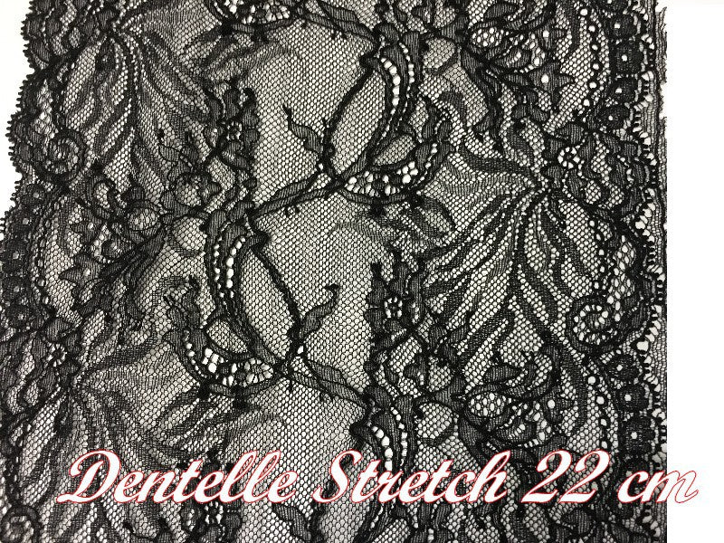 Dentelle Lycra Au Mètre De Calais En 22 Cm Noir Pour Customisations