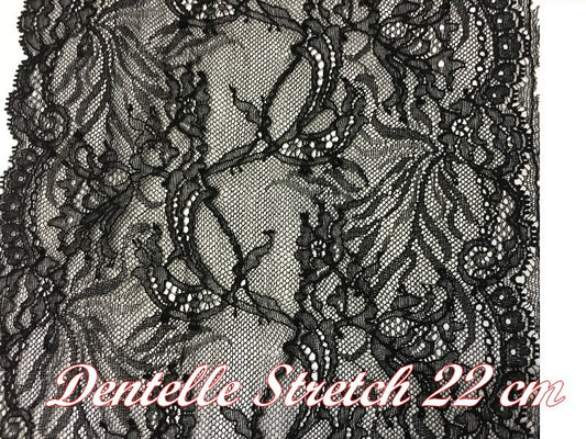 Dentelle Lycra Au Mètre De Calais En 22 Cm Noir Pour Customisations