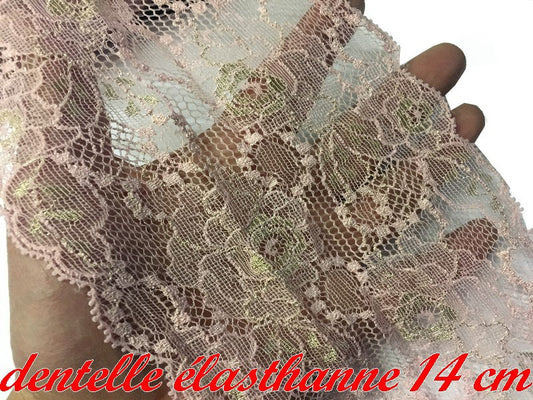 Dentelle Lycra Au Mètre De Calais En Couleur Vieux Rose En 14 Cm  A Coudre.