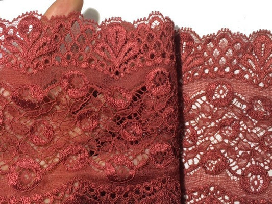 Dentelle Lycra Au Mètre En 14 Cm De Couleur Bordeaux