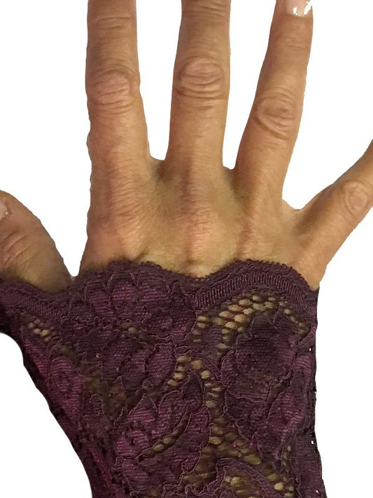 Dentelle Lycra Au Mètre En 18 Cm De Couleur Bordeaux Lie De Vin Pour Lingerie Et Customisations.