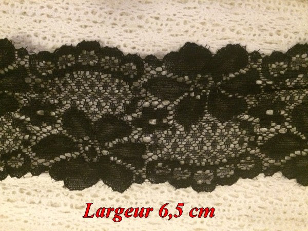 Dentelle Lycra Au Mètre En 6,5  Cm Noir.