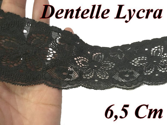 Dentelle Lycra Au Mètre En 6,5  Cm Noir Pour Lingerie Et Loisirs Créatifs