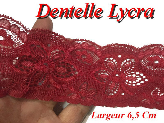 Dentelle Lycra Au Mètre En 6,5  Cm Rouge Pour Lingerie Et Loisirs Créatifs