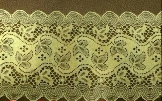 Encaje de Lycra en Color Verde Lima, 12 cm, para Coser.