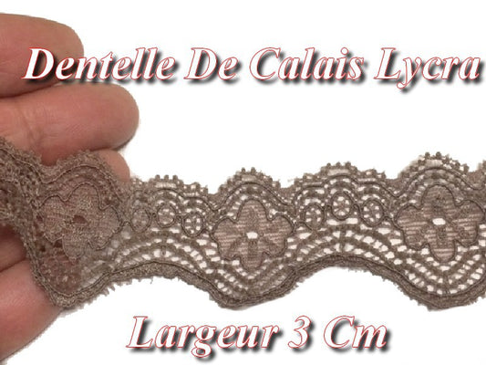 Dentelle Lycra  De Calais Au Mètre en 3 Cm  Choco  A Coudre.