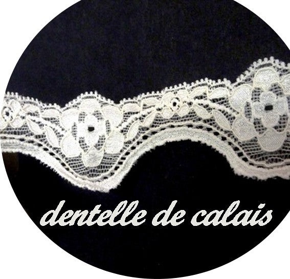 Dentelle Lycra  de Calais au Mètre en 3.5 cm Ecru A Coudre.