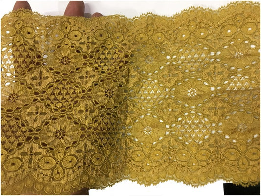 Dentelle  Lycra En 15 Cm Couleur Moutarde Pour Customisations Et Décorations.