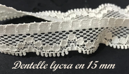 Dentelle Lycra En 15 mm ivoire Pour Lingerie Et Customisations.