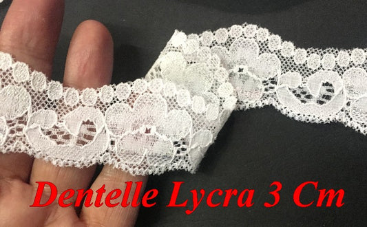 Dentelle Lycra En 3 Cm Blanche Pour Lingerie Et Customisations.
