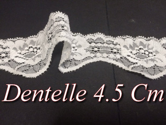 Dentelle Lycra En 4.5 Cm Blanche Pour Lingerie Et Customisations.