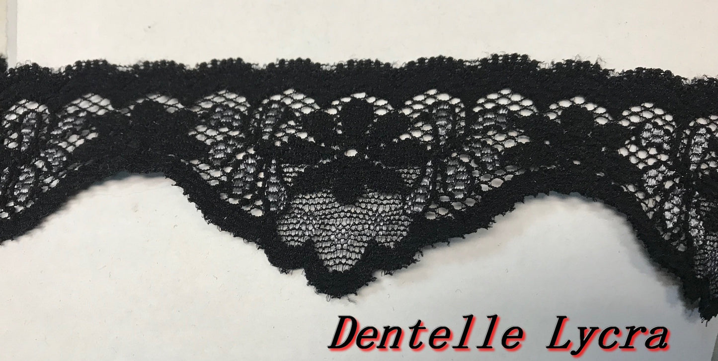 Dentelle Lycra En 4,5 Cm Noir Et Grise Pour Lingerie Et Customisations.
