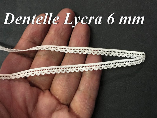 Dentelle Lycra En 6 mm Blanche Pour Lingerie Et Customisations.