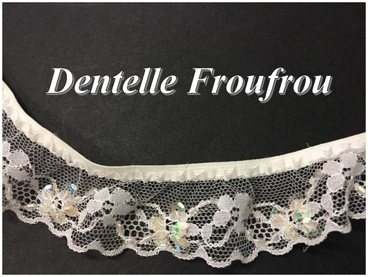 Dentelle Lycra En Froufrou Blanc  En 3 Cm A Coudre Pour Lingerie Et Customisations.