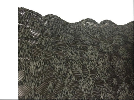 Encaje de licra negro y gris de 15 cm