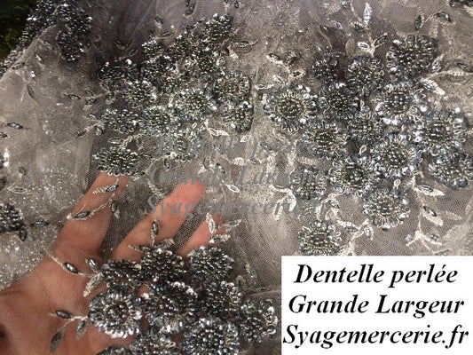 Dentelle Perlée  Grise Couture.