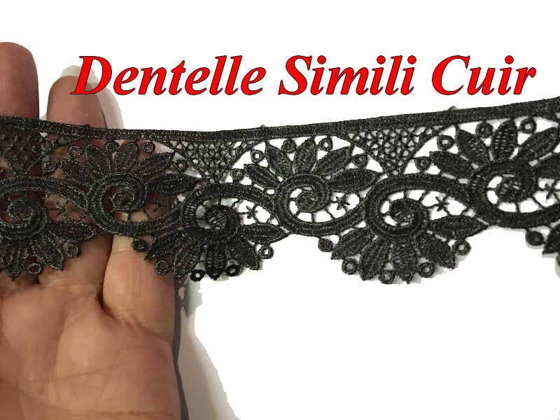 Dentelle en Simili Cuir Noir Au Mètre Couture, Dentelle En 5 Cm Noir pour lingerie et customisation