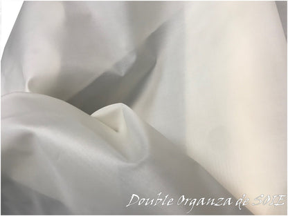 Organza Double de Soie Ivoire au Mètre - Tissu Haute Couture