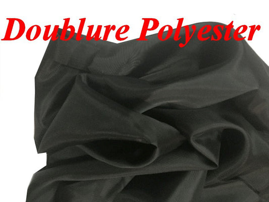 Doublure Polyester Au Mètre En Tissu Noir En 150 Cm A Coudre Pour Robes, Manteaux Et Confections.
