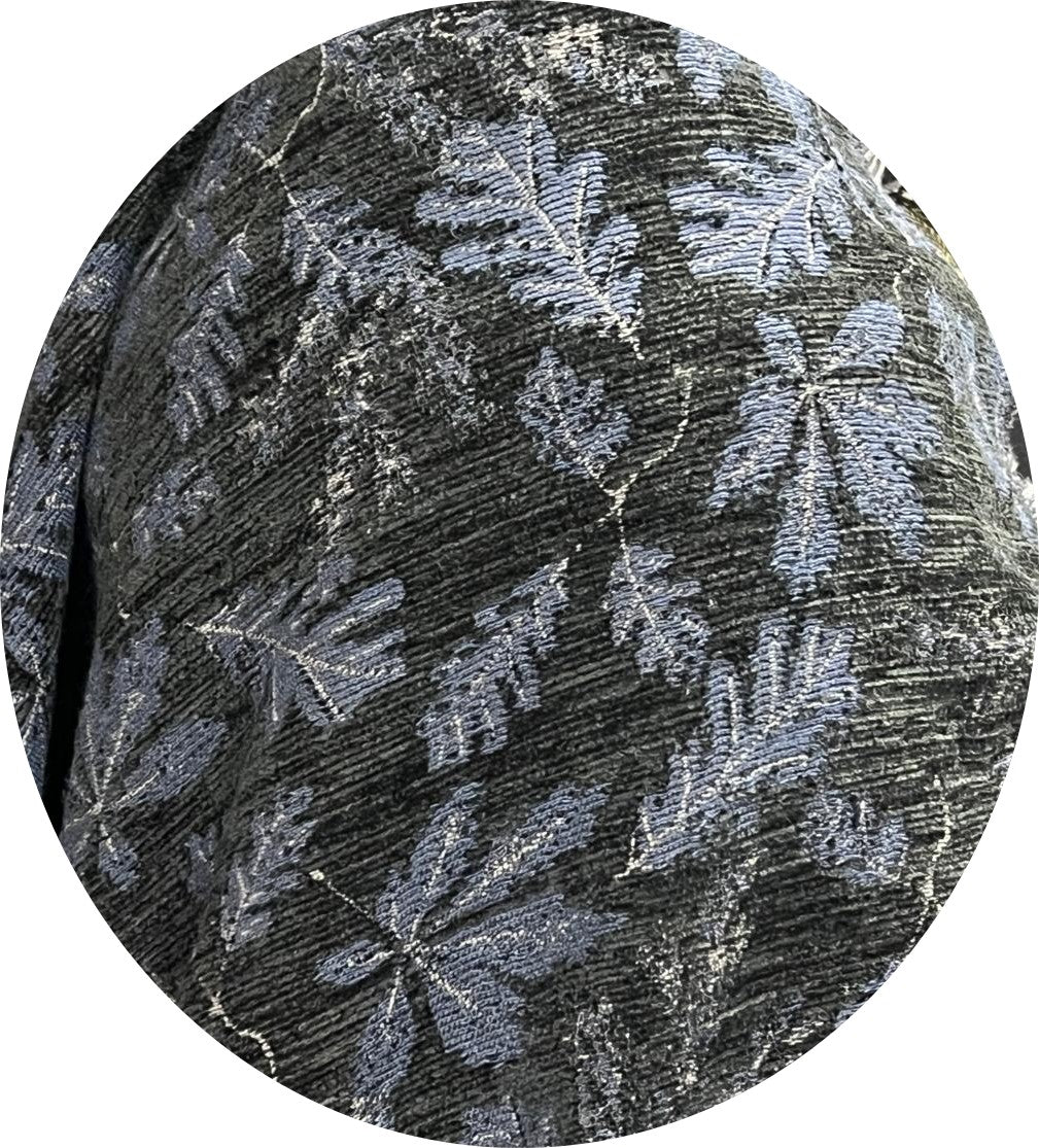 Velours Imprimé Noir et Bleu Marine 145 cm - Motif Floral Jacquard - Haute Couture