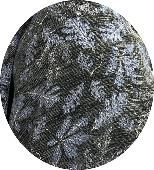 Velours Imprimé Noir et Bleu Marine 145 cm - Motif Floral Jacquard - Haute Couture