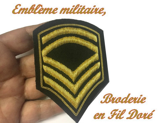 Military Badge Embroidered Gold Thread Emblem Patch Epaulette Sewing