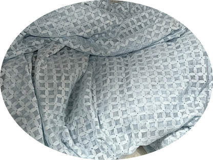 Dentelle Stretch Bleu Ciel 145 cm - Motif Floral Géométrique