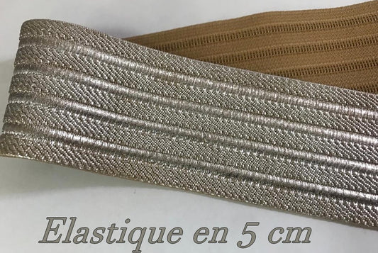Elastique Argenté plat En 5 Cm Au Mètre A Coudre  Pour Ceintures Loisirs Créatifs La Customisations.