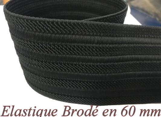 Élastique Brodé Noir en 60 mm pour des créations remarquables