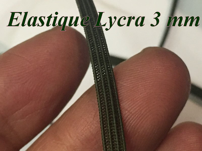 Elastique Couleur Kaki Plat En 3 mm A Coudre, Ruban Lycra Pour Lingerie, et Customisations.