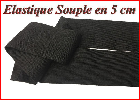 elastique Noir Souple Plat en 5 Cm Au Mètre Pour Lingerie Et Customisations