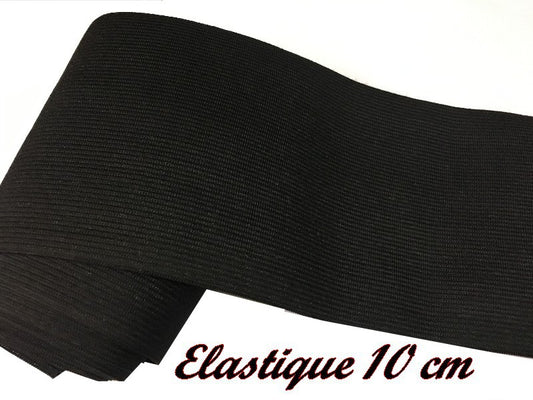 Elastique Plat Au Mètre en 10 Cm Noir De Large Pour La Couture.