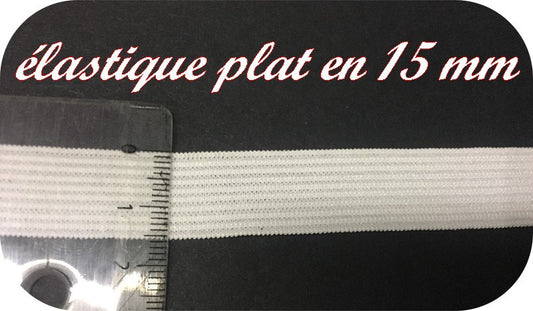 Elastique Plat Au Mètre en 15 mm Blanc Pour La Couture